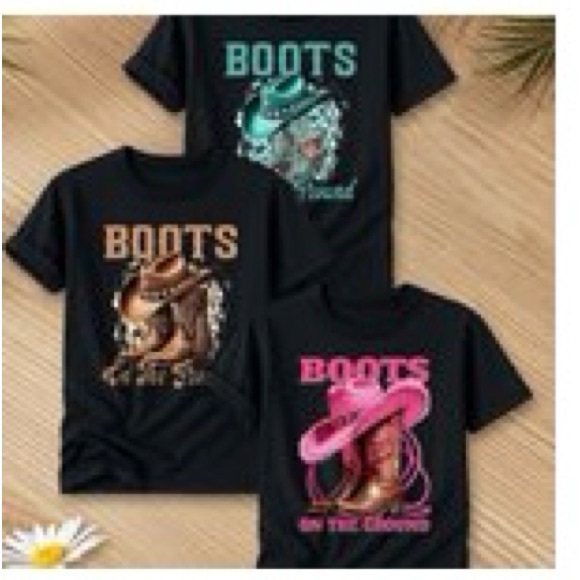 🆕Black And Turquoise Graphic T-Shirt With Boots And Hat Design. Size 2X. NWT. - Picture 2 of 8